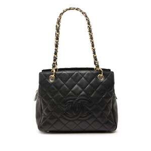 Chanel Matelassé Coco Mark Chain Tote Bag, Black Caviar Leather, Women's CHANEL